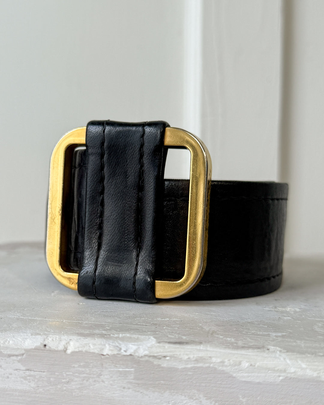 60s Black Leather Belt