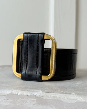 60s Black Leather Belt