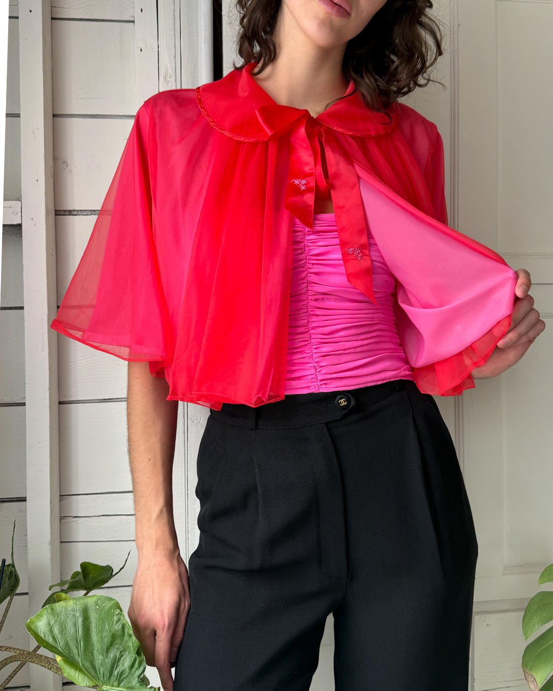 60s Sheer Cropped Jacket S-M Lucky Vintage