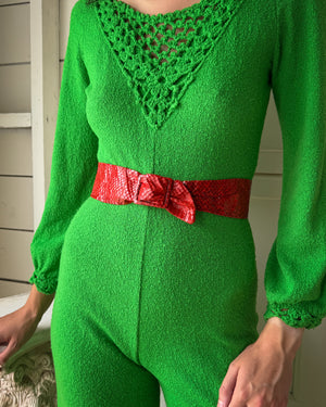 60s Snakeskin Belt | Vermillion