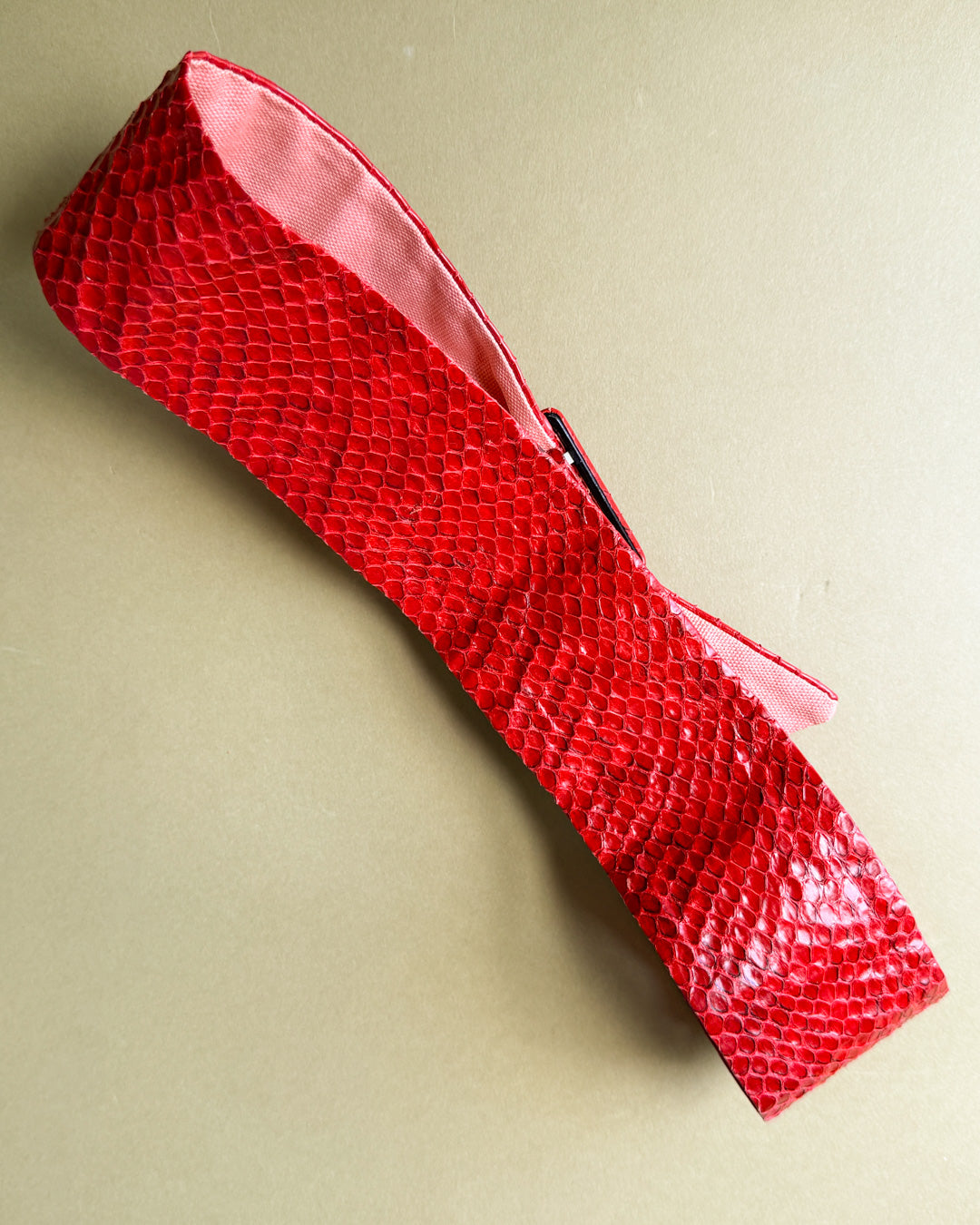 60s Snakeskin Belt | Vermillion