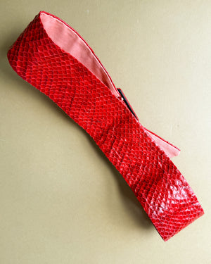 60s Snakeskin Belt | Vermillion