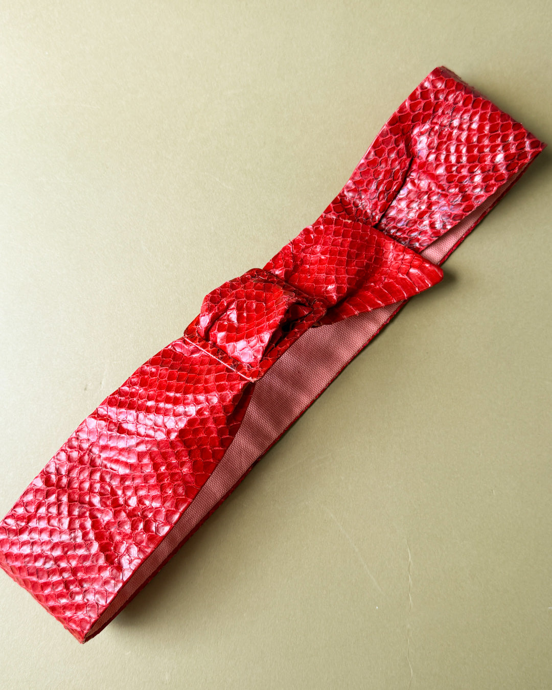 60s Snakeskin Belt | Vermillion