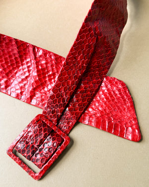 60s Snakeskin Belt | Vermillion