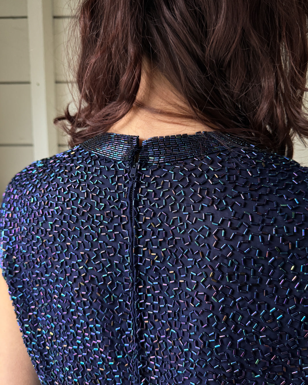 60s Beaded Silk Top | S-M