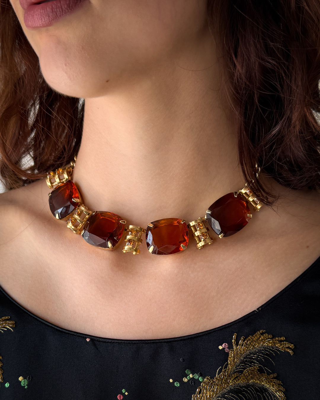 60s Amber Glass Necklace