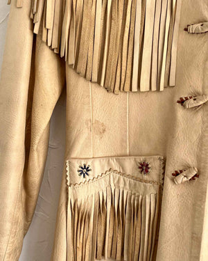 50s Beaded Western Leather Jacket | XS-S