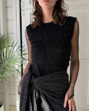 60s Fringe Knit Vest Top | S-M