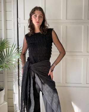 60s Fringe Knit Vest Top | S-M