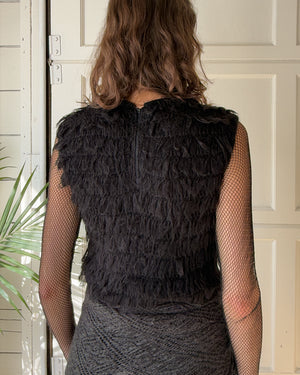 60s Fringe Knit Vest Top | S-M