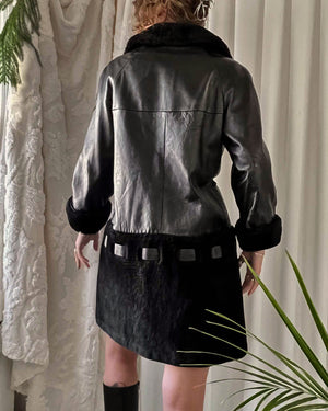 60s Belted Mod Leather Coat