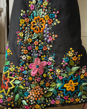 60s Raffia Embroidered Skirt | M