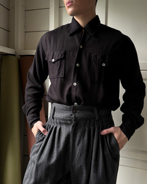 60s Rayon Loop Collar Shirt | L