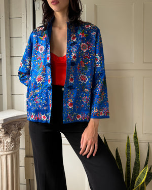 60s Embroidered Silk Jacket | S-M