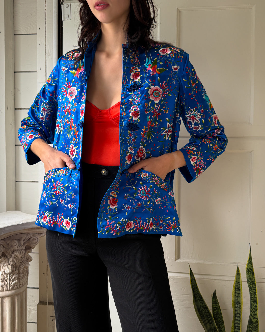 60s Embroidered Silk Jacket | S-M