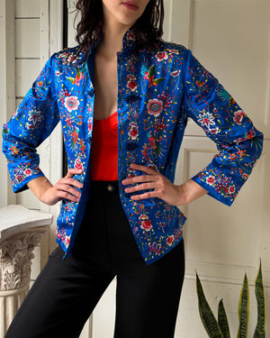 60s Embroidered Silk Jacket | S-M