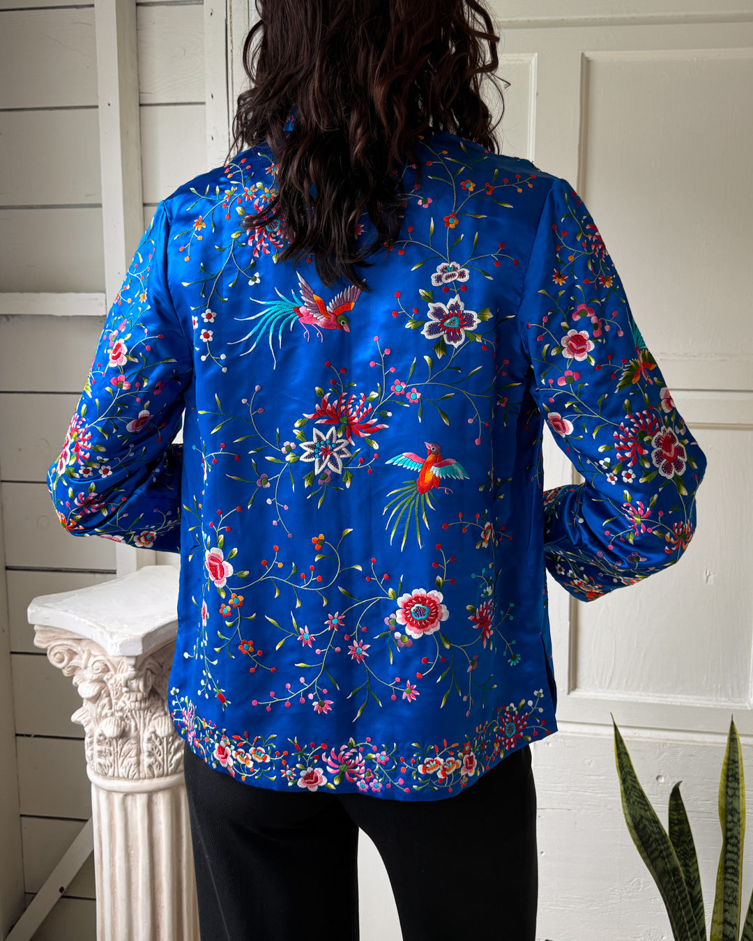 60s Embroidered Silk Jacket | S-M