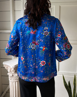 60s Embroidered Silk Jacket | S-M