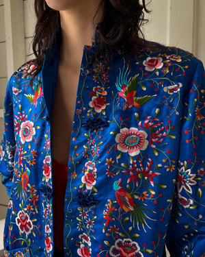 60s Embroidered Silk Jacket | S-M
