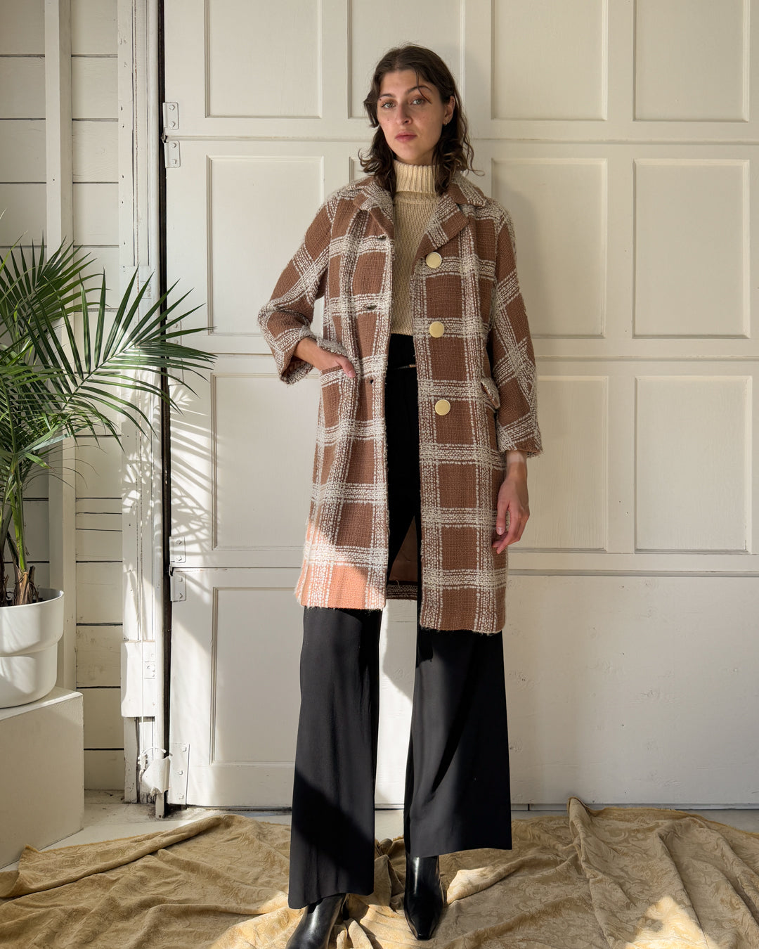 60s Bouclé Tweed Coat | S-M