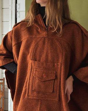 60s Hooded Wool Poncho | OSFM