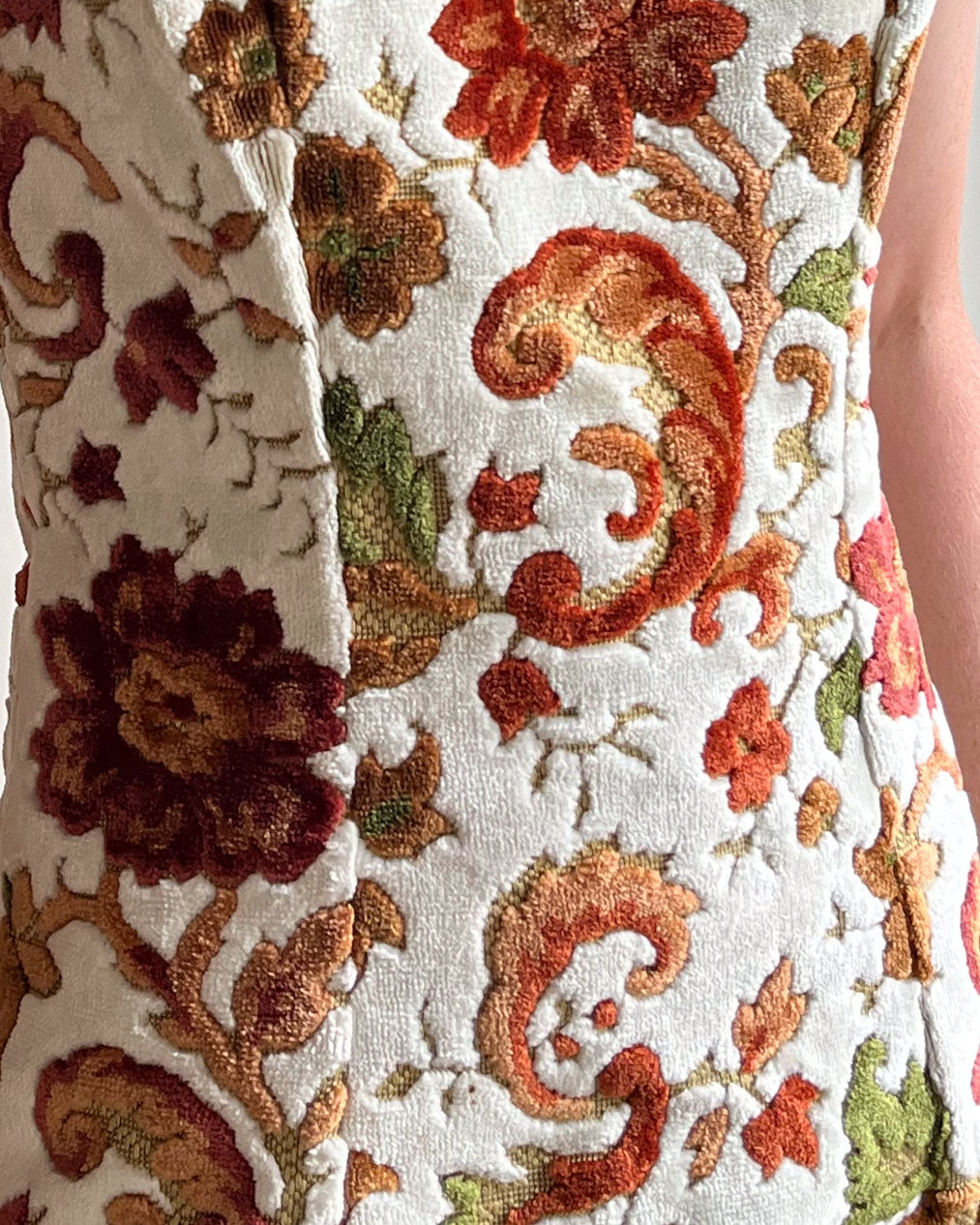 60s Floral Chenille Maxi Dress | S