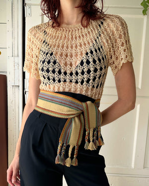 40s Ivory Crochet Top | S-M