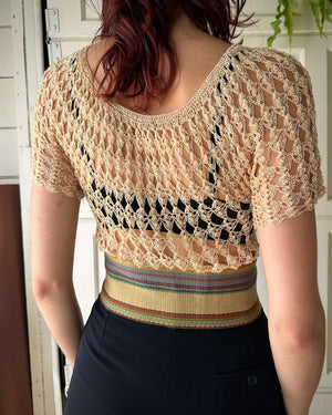 40s Ivory Crochet Top | S-M