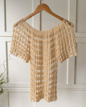 40s Ivory Crochet Top | S-M