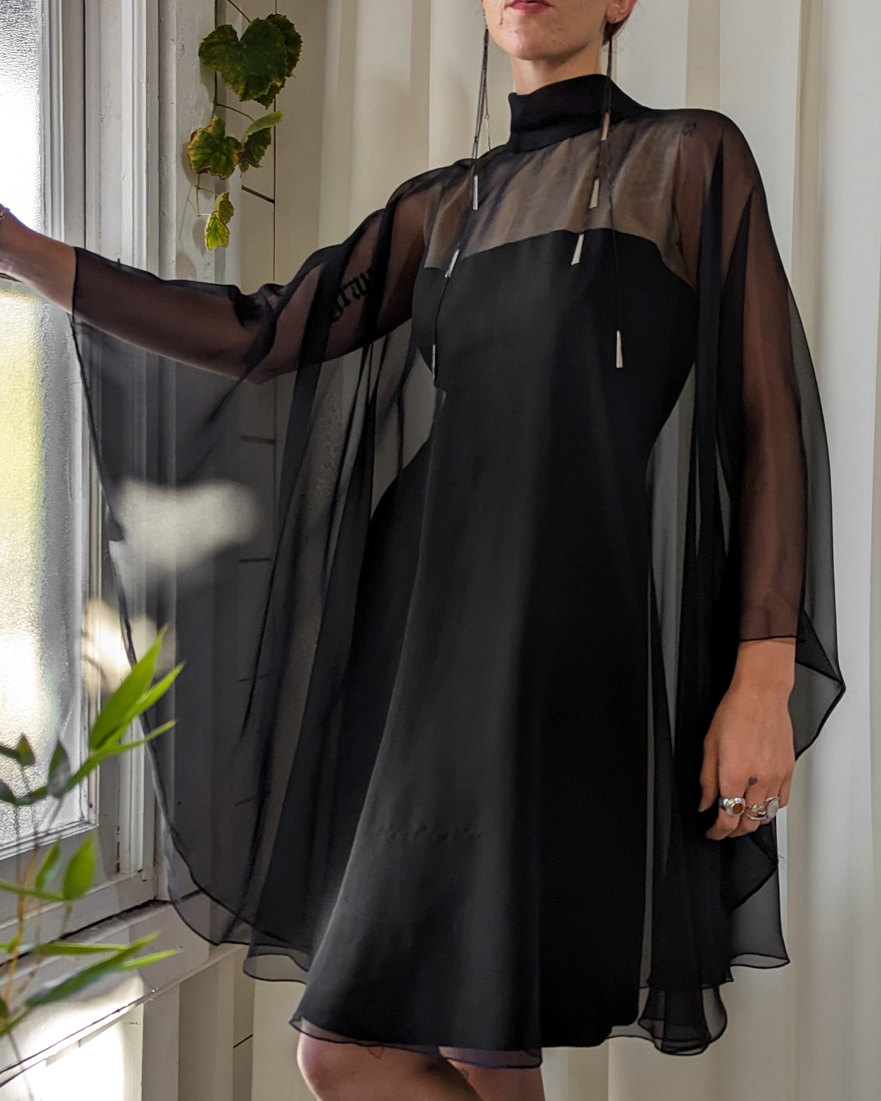 60s Estevez Silk Cape Dress