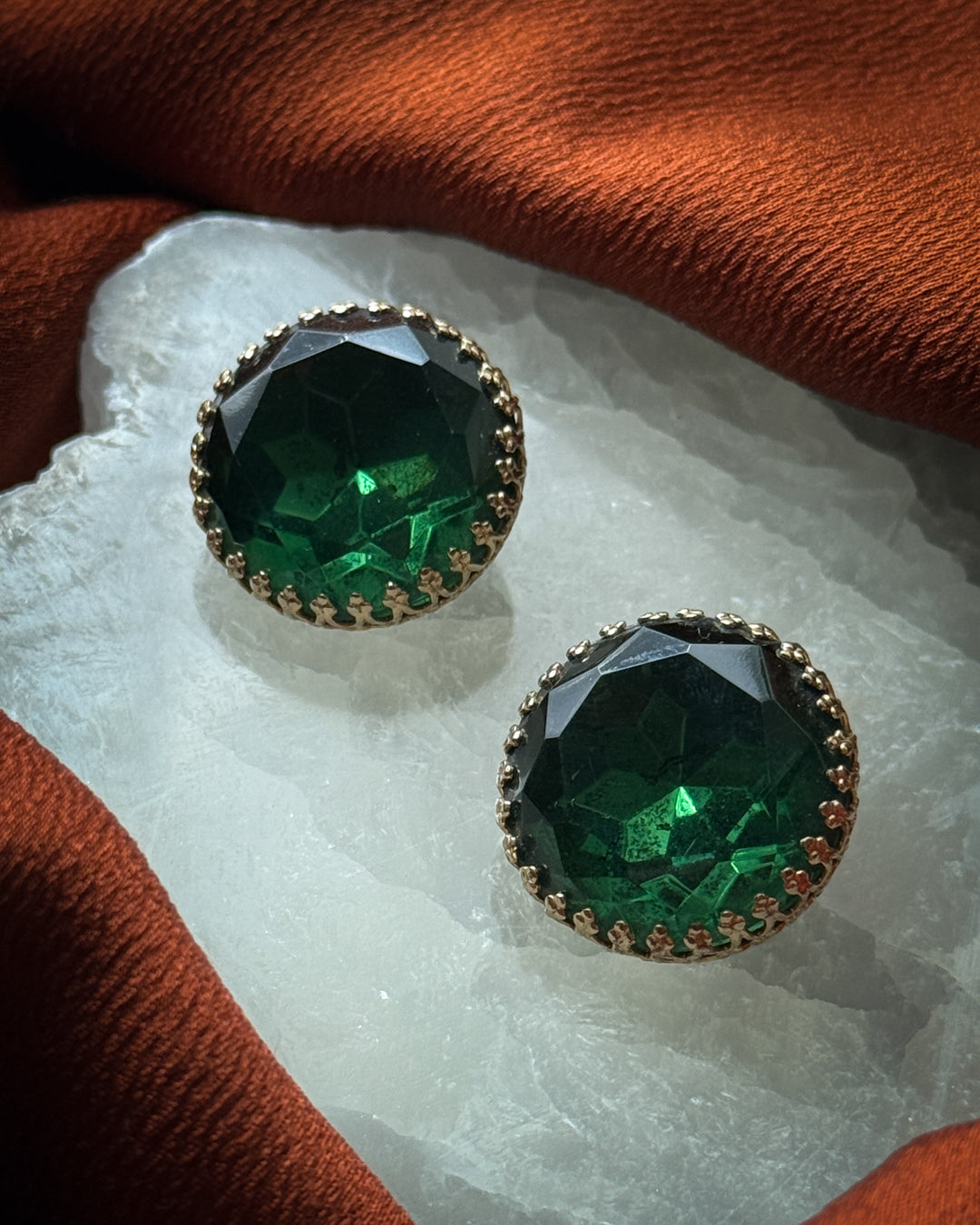 60s Faceted Green Earrings