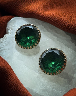 60s Faceted Green Earrings