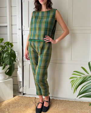 60s Plaid Pom Pom Ensemble | L