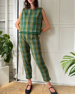 60s Plaid Pom Pom Ensemble | L