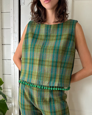 60s Plaid Pom Pom Ensemble | L