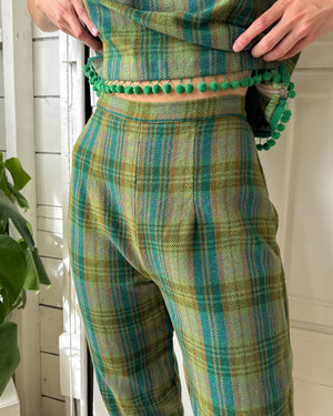 60s Plaid Pom Pom Ensemble | L