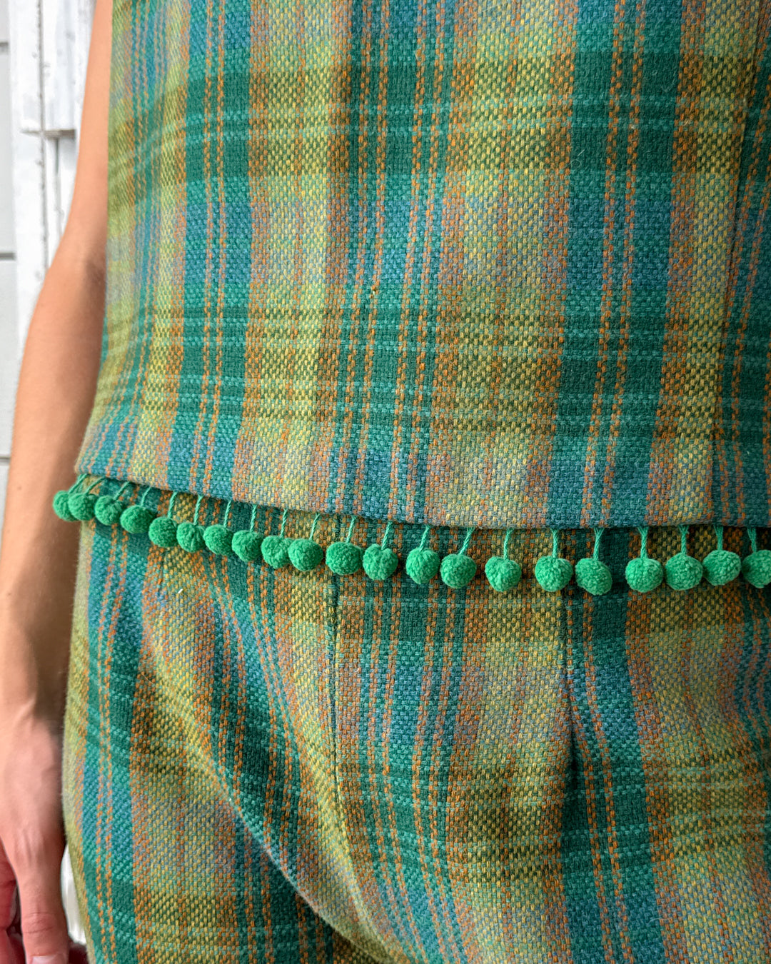 60s Plaid Pom Pom Ensemble | L