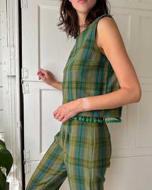 60s Plaid Pom Pom Ensemble | L