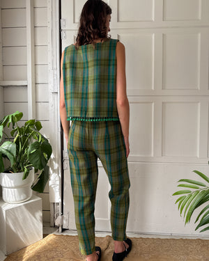 60s Plaid Pom Pom Ensemble | L