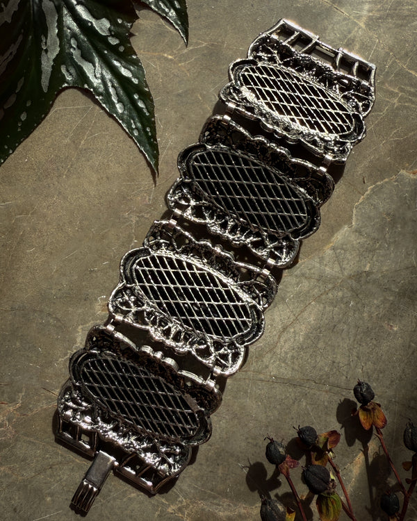 60s Antiqued Silver Link Bracelet - Lucky Vintage
