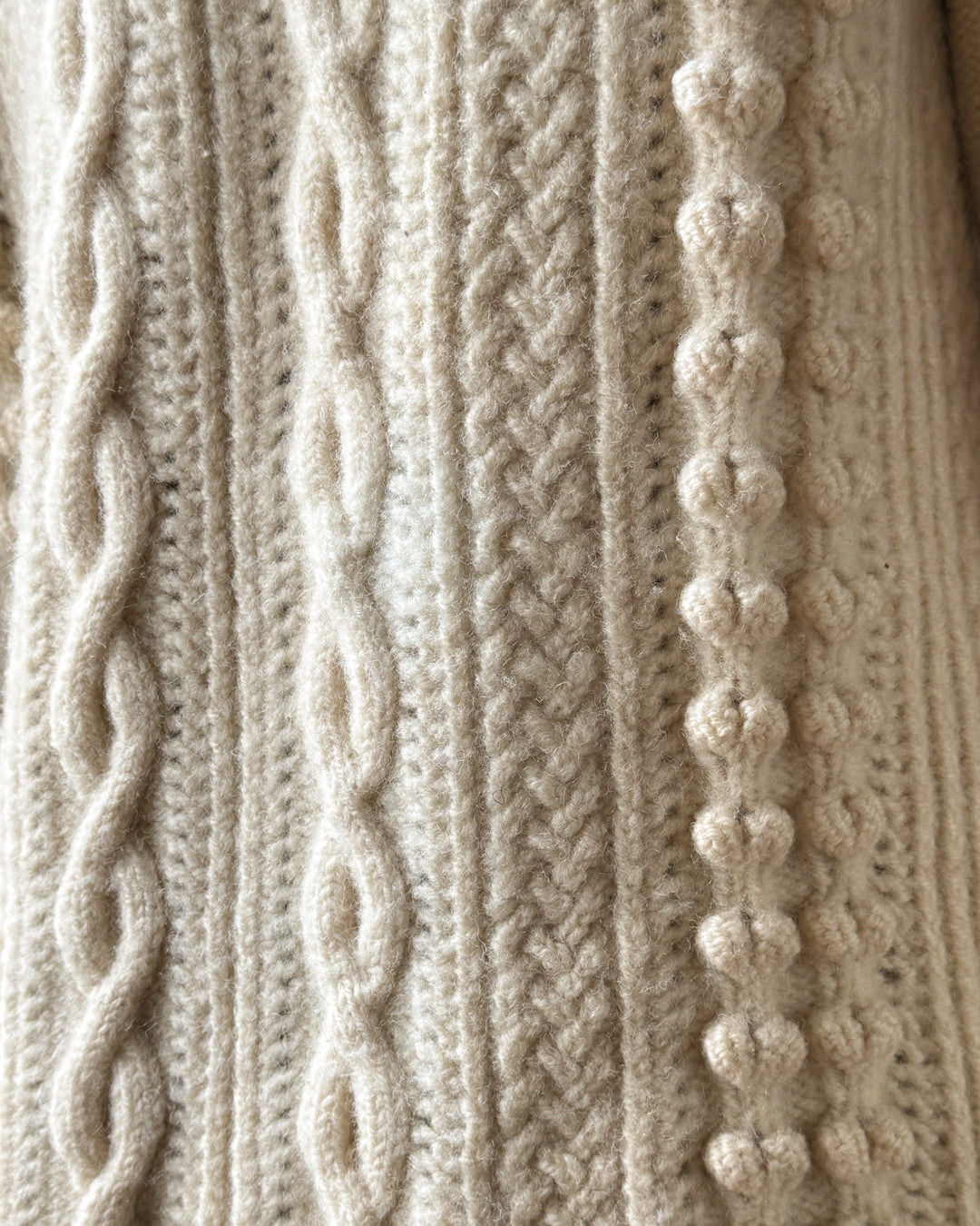 60s Chunky Cable Knit Wool Cardigan | S-M