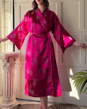 60s Fuchsia Silk Robe | OSFM