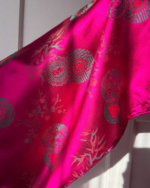 60s Fuchsia Silk Robe | OSFM