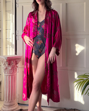 60s Fuchsia Silk Robe | OSFM