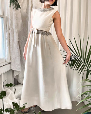 the dress starr formals 1940s Frank Starr Evening Gown Formal Peplum Dress Sash Rayon