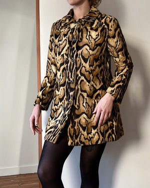 60s Leopard Print Faux Fur Jacket | S-M