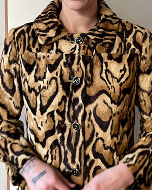 60s Leopard Print Faux Fur Jacket | S-M