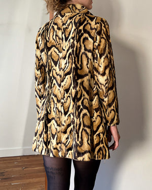 60s Leopard Print Faux Fur Jacket | S-M