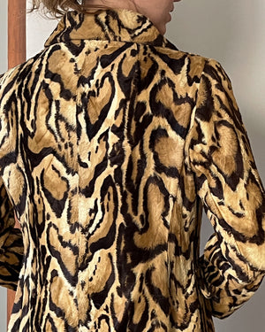 60s Leopard Print Faux Fur Jacket | S-M