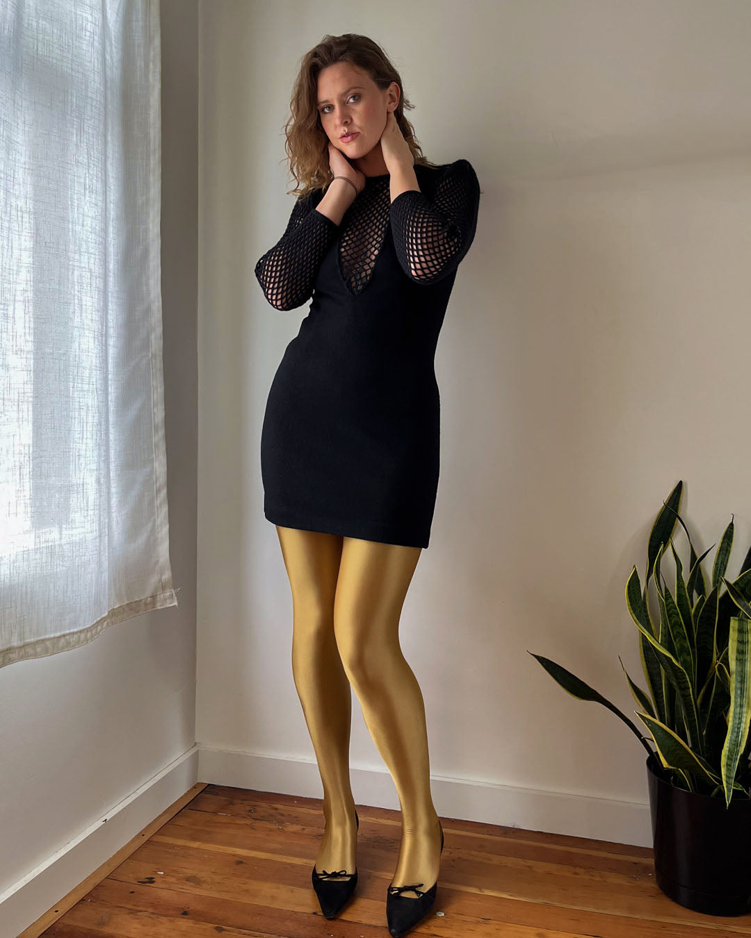 60s Black Fishnet Mini Dress | S-M - Lucky Vintage 60s Black Fishnet Mini Dress | S-M - Lucky Vintage